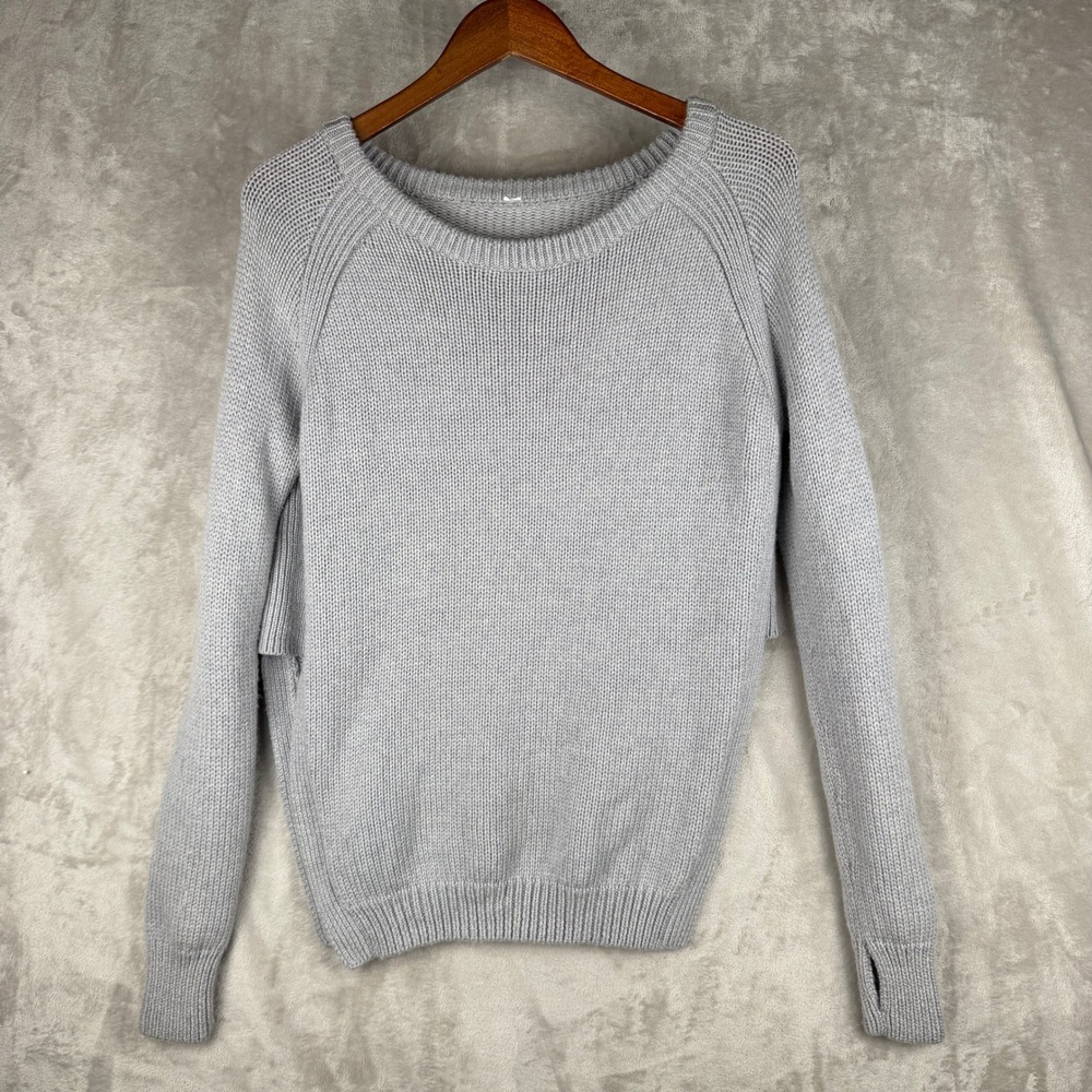 Lululemon Grey Crew Neck Knit Sweater Side Split Thumbholes Relaxed Fit
